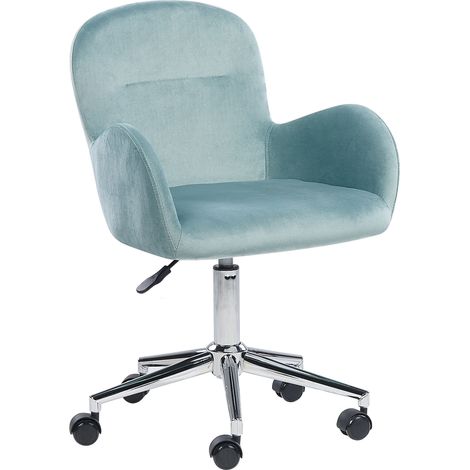 Silla de oficina de terciopelo verde menta altura ajustable giratorio Priddy (1/5)