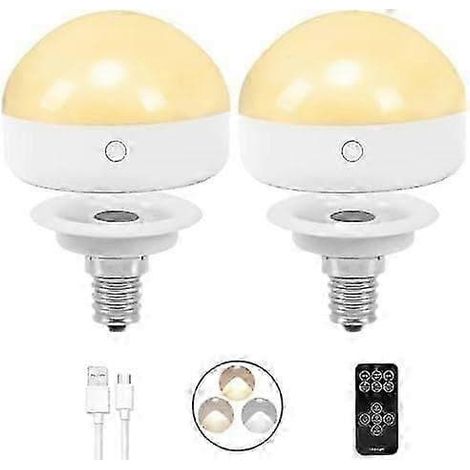 Lampadina ricaricabile E14, confezione da 2, 300LM, equivalente a 40W, ricarica rimovibile, 3 temperature di colore, luce di emergenza a disco con telecomando, dimmer, Ti [DB] (1/5)