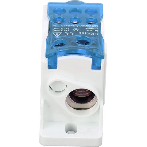Boîte de distribution de borne, boîte de jonction d'alimentation 160A 690V avec borne railière DIN, ports de sortie de fil pour armoires de distribution et applications à haute tension, bleu