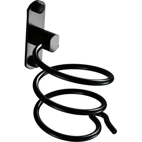 1PCS  noir Support pour sèche-cheveux pour montage mural avec perçage - Pour hôtel, salle de bain, WC, barbier Aluminium, finition mate (1/5)