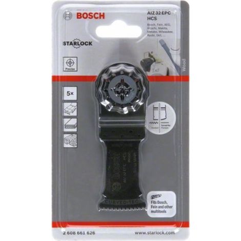 Bosch Professional 5x Hojas de sierra de inmersión HCS AIZ 32 EPC Wood (para madera blanda, 50 x 32 mm, accesorios Multiherramienta), Gris