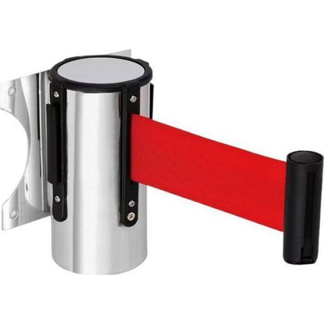 Barrière extensible inox rouge contrôle flux personnes (1/5)