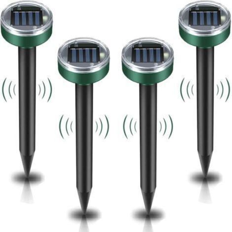 Répulsif solaire contre les taupes, 4 pièces répulsif à ultrasons contre les nuisibles - Lutte contre les taupes avec IP65 imperméable à leau, répulsif pour les taupes de jardin Mole Repellent (1/4)