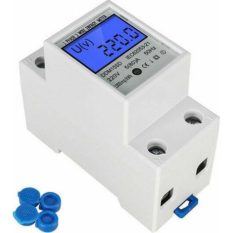 Green Mobility-Compteur électrique Compteur d'énergie numérique DIN 80 A 220 V DIN LCD Compteur intermédiaire/courant Compteur de consommation Non calibré Interface S0 (1/4)