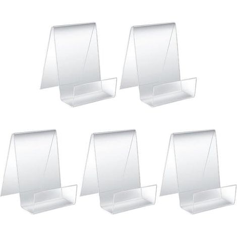 Ensemble de 5 pièces en acrylique transparent pour étagères : bureau, support inclinable pour tablette, serre-livres, chevalet pour photos, livres, partitions, loisirs créatifs, 75 x 90 x 105 mm (1/5)