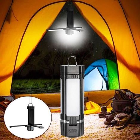 LED Camping Lanterne 3000 mAh Lampe Solaire USB Rechargeable 6 Modes Eclairage 360° Pliamping Lumière SOS IPX5 Étanche Camping (1/4)
