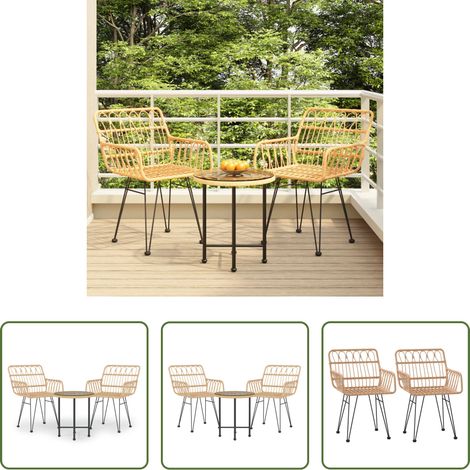 vidaXL Table de jardin - Ensemble à manger de jardin 3 pcs Résine tressée (1/5)