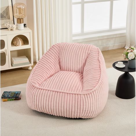 Puf de chenilla 46x43x29 cm, relleno de espuma, ligero para salón y dormitorio - rosa (1/5)