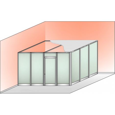 Box Modulare 2 Lati in Alluminio e Vetro Satinato e Copertura - 4x3 m Colore Grigio Mix - ITALFROM� (1/4)