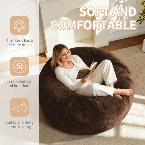 Pouf poire de 120 cm, canapé pour adultes, fauteuil de lecture doux et confortable, convient aux chambres, balcons et autres espaces. (1/5)