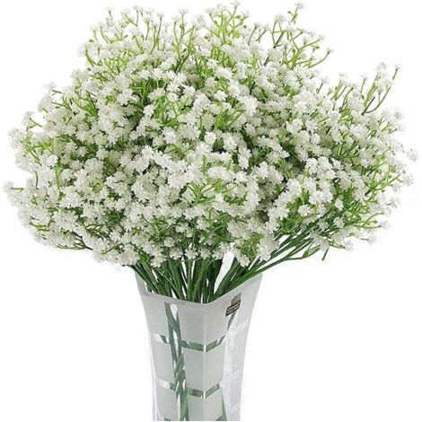 QORVA-Gypsophile artificielle 12Pc fleurs en soie blanche 53 cm – Décor mariage, fête, bureau – Facile à entretenir, sans arrosage