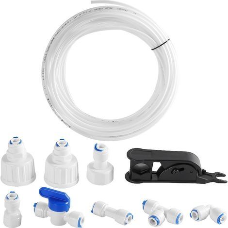 Tuyau d'alimentation en eau, kit de connecteurs de réfrigérateur Universel Set de Raccordement Eau Tuyau Eau Réfrigérateur Tube de Filtre pour Réfrigérateurs Européen/Frigo Americain (15m) (1/4)