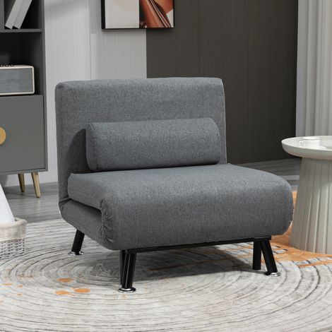 Poltrona letto pieghevole con schienale reclinabile, grigio scuro OKWISH (1/5)