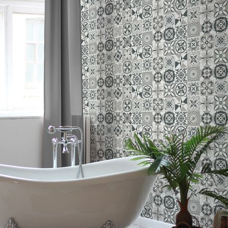 Sticker Mural Carrelage adhésif Cuisine Salle de Bain - 60 STICKERS CARRELAGES AZULEJOS ARNITIONA - 60stickers10x10cm (1/5)