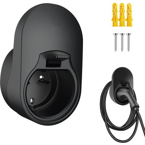 Soporte cargador, cables coches eléctricos, cargar vehículos eléctricos, cargador vehículos eléctricos, tomas corriente homologadas UE, Negro (1/5)