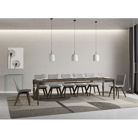 Table extensible 6 à 12 places L 160 à 264cm bois noyer Romencia (1/5)