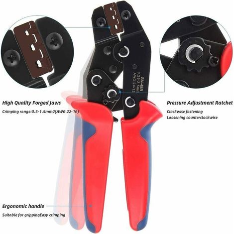 royaluxe -Pince a Sertir Cosse Electrique, Pinces à Sertir avec Poignée Ergonomique Disponible pour les Connects de Fils électriques SN-48B (1/4)