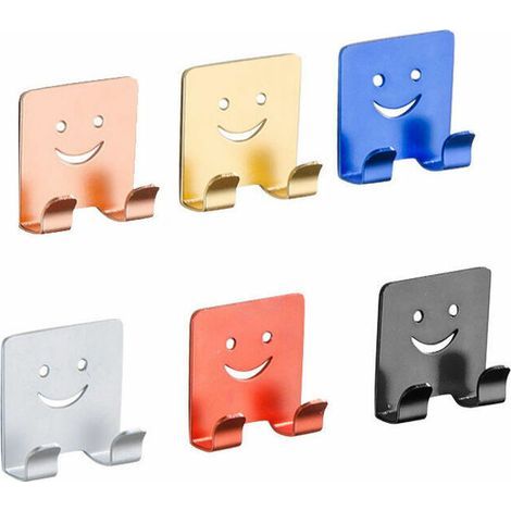 6Pièces Crochet de Support de Rasoir, Crochet Auto-adhésif Polyvalent En Alliage d'Aluminium Pour Le Rasoir de Douche, Fiche, Clés, Ustensiles de Cuisine, Serviette, Robe (6 Couleurs) (1/5)
