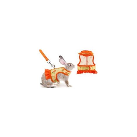 Pettorina per conigli, impermeabile, regolabile, traspirante, adatta a piccoli animali, gattini, porcellini d'India, cincillà, gilet con coulisse (arancione, taglia S) - Crezuo