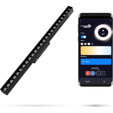 Projecteur linéaire LED 2,4 GHz 24 W à grille pour rails magnétiques SMART TRACK 48 V CC 3000-5000 K à intensité variable