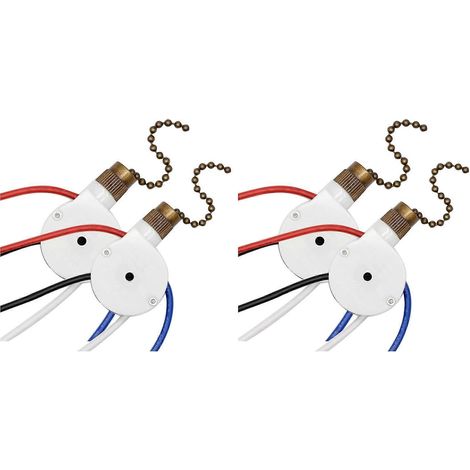 Quatre interrupteurs de lumière pour ventilateur de plafond, ZingEar ZE-208S E89885, interrupteur de ventilateur à trois vitesses et quatre fils, interrupteur à fermeture éclair, interrupteur de lumiè (1/4)