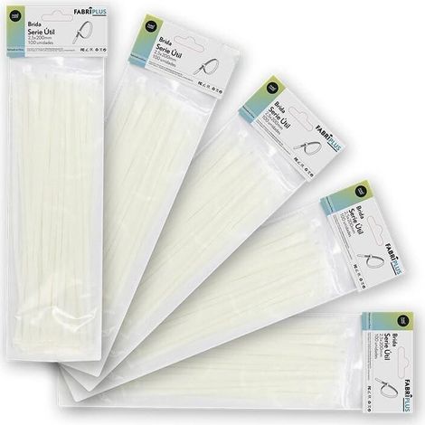 Sachet de 100 serre-câbles blancs 2,5 x 200 mm, 100% nylon 66, résistants et durables, parfaits pour attacher, organiser et sécuriser les câbles.