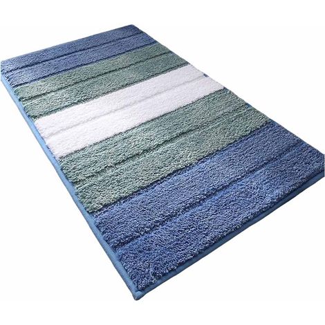 Tapis de bain antidérapant, 50 x 80 cm, ultra-doux et confortable, lavable en machine, très absorbant - bleu.