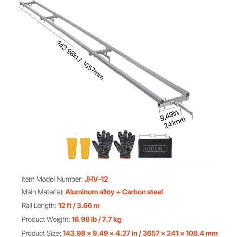 Sistema de guía para fresado de rieles, travesaños ajustables, construcción de aluminio duradera, 3,65 m (12 pies) (1/2)