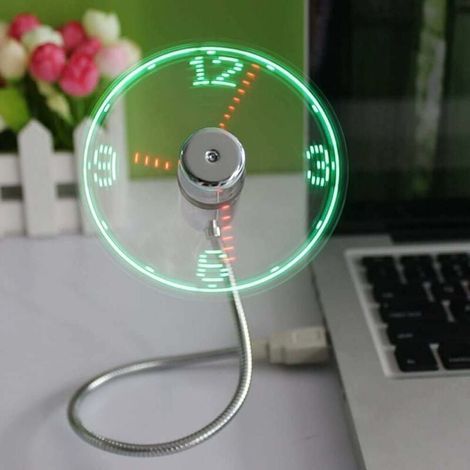 Mini ventilateur d'horloge USB. Col de cygne Flexible Horloge LED Ventilateur Usb Affichage de l'heure Ventilateur d'horloge pour PC Ordinateur Ordinateurs de bureau (1/4)