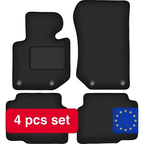 Tapis de sol pour voiture, fibre synthétique durable, design antidérapant, noir (1/5)