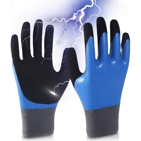 Gants Isolés électriques, Résistants à la Tension 1000 V, Gants de Travail Isolants à 360 °, Gants Imperméables en Caoutchouc Antidérapants pour électricien (1/5)