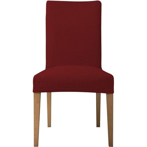 Stuhlhussen 6 Stück, elastische Jacquard-Spannbezüge, weinrot (1/5)