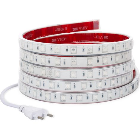 Tira LED RGB 220V SMD 60 LED/m 15W/m SILICONE FLEX Ancho 12mm Corte 100cm IP67 con Mando a Medida 1 m