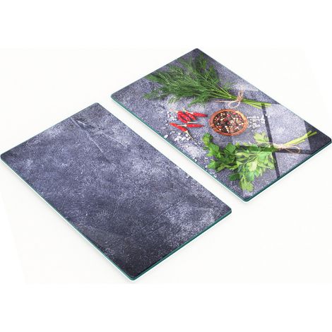 Tablas de cortar decorativas de vidrio templado para hierbas y especias, 2 x 30 x 52 cm.