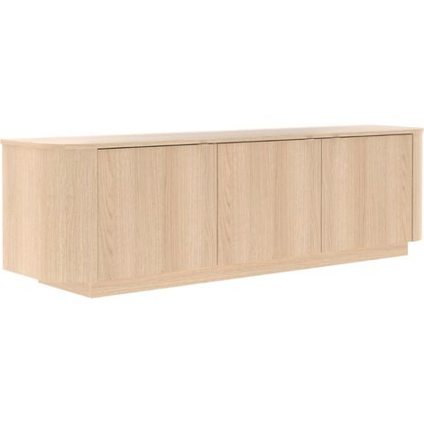 Meuble TV 3 portes aspect chêne clair design coins arrondis - ADILL (1/5)