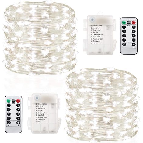 guirnalda de luces, 60 LED naranjas, cable de cobre, control remoto, resistente al agua, para interior/exterior (1/5)
