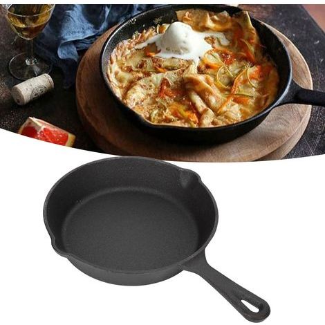 Poêle en Fonte Pré-assaisonnée 10cm - Diffusion Homogène de la Chaleur, Idéale pour Grill, Four et Cuisson Facile (1/5)