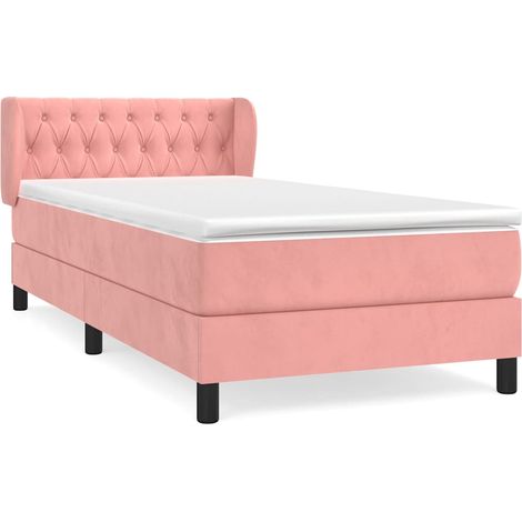 Maison Exclusive - Cama box spring con colchón terciopelo rosa 90 (1/5)