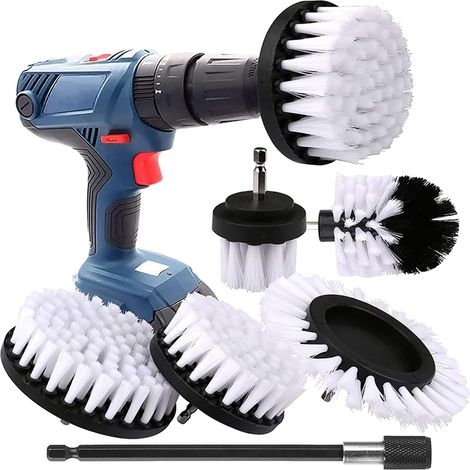 Brosse De Nettoyage Rotative - Tête Pour Perceuse 1/4 Pouces - Pour Carrelage Baignoire Tapis - Lot De 6 (1/5)