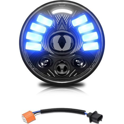 GARRYFIZH Phare LED Rond 5.75 Pouces pour Motocyclette, Étanche avec DRL, Clignotant et Feu de Route/Croisement - Conception Anti-Éblouissement, Facile à Installer