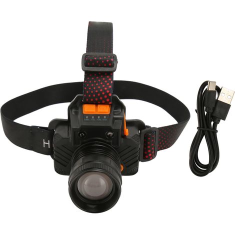 Lampada frontale a LED super luminosa, impermeabile, leggera, con caricatore USB, luce bianca, ideale per la pesca notturna all'aperto. (1/5)