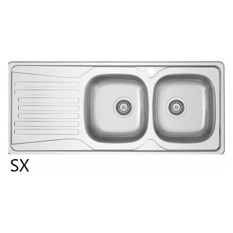 Einbau-Edelstahlspüle LS01 116x50 cm mit Abtropffläche links (1/2)