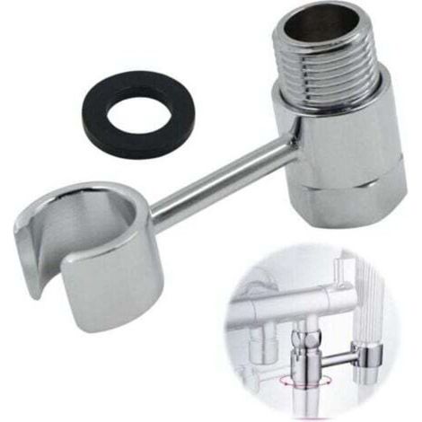 Support mural pour pommeau de douche – Fixation universelle réglable 360°, raccord 20 mm, sans perçage, laiton chromé (1/5)