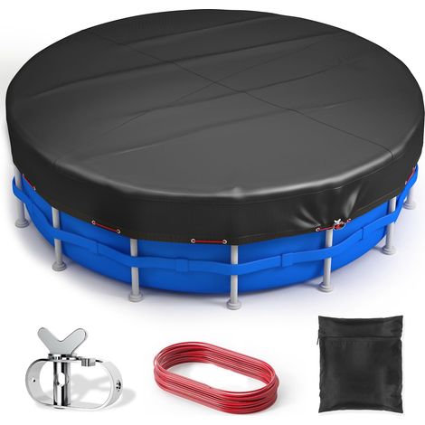 Bâche de piscine ronde 366, bâche de piscine robuste, résistante aux intempéries, convient pour piscine de jardin ronde, protège contre la poussière, les feuilles et le gel, isolation thermique (1/5)