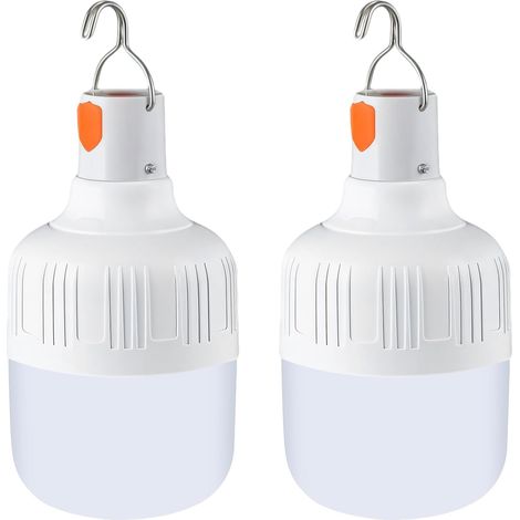 LED Lampe camping, USB Lampe Camping Rechargeable,3 modes d'éclairage luminosité Camping pêche randonnée portable lanterne extérieure panne de courant d'urgence (2 Pack) (1/5)