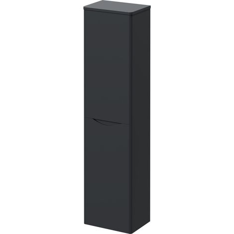 Vela Satin Anthracite 356mm x 1392mm 2 Door Wall Mounted Tall Storage Unit