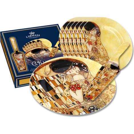 Carmani, G. Klimt Juego Kiss (plato para tarta, 6 platos de postre, pala para tarta)