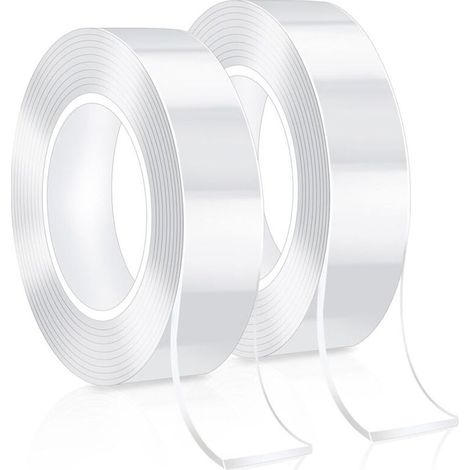 10m Ruban Adhésif Double Face Extra Fort Transparent, Double Face Réutilisable Lavable, Multifonctionnel Ruban adhésif Pour Tapis/Photo/Décoration (1/5)