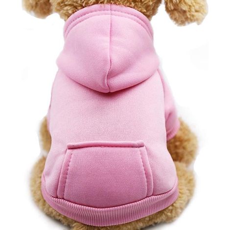 Manteau pour chien - Sweat à capuche d'hiver pour chien - Manteau chaud pour chien - Avec poches - Sweat-shirt - Vêtements chauds - Manteau pour chihuahua - Idéal pour les petits chiens - Rose - Taill (1/5)