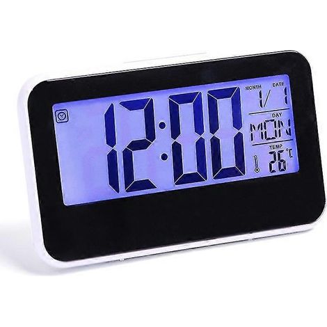Grande horloge murale LCD silencieuse avec affichage de la température et de l'humidité, de la date et du jour de la semaine une horloge murale numérique adaptée à une utilisation à domicile et au bu (1/4)